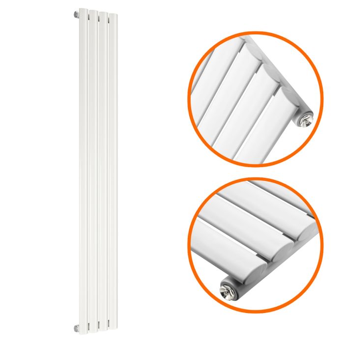 1780 x 236mm White Single Oval Tube Vertical Radiator 