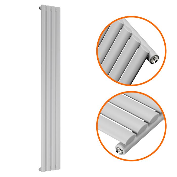 1780 x 236mm Feather Grey Single Oval Tube Vertical Radiator 