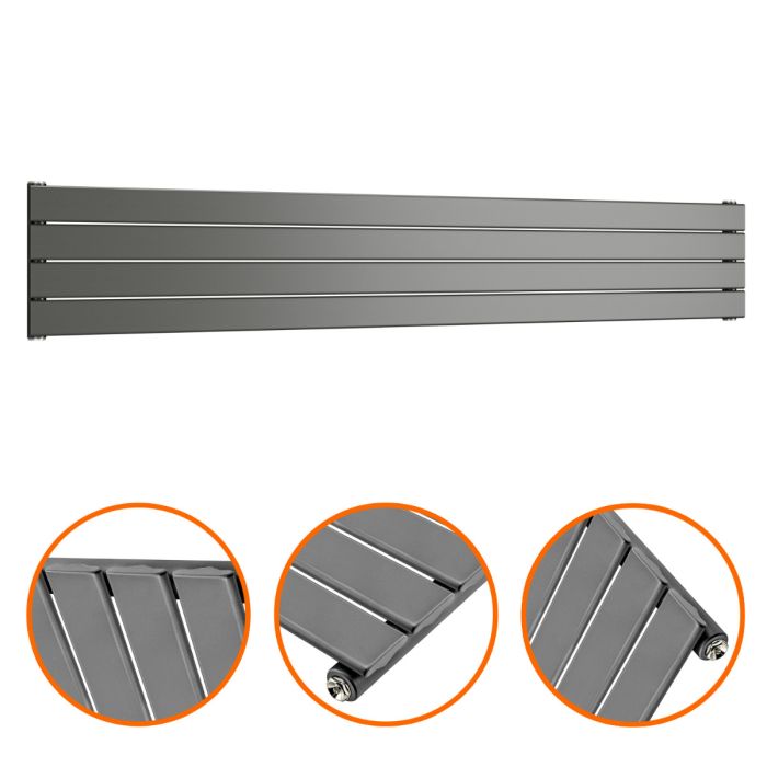 280mm x 1780mm Anthracite Single Flat Panel Horizontal / Landscape Radiator