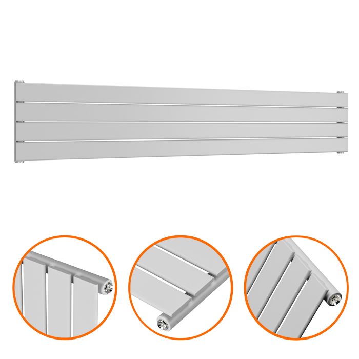 280mm x 1600mm Feather Grey Single Flat Panel Horizontal / Landscape Radiator