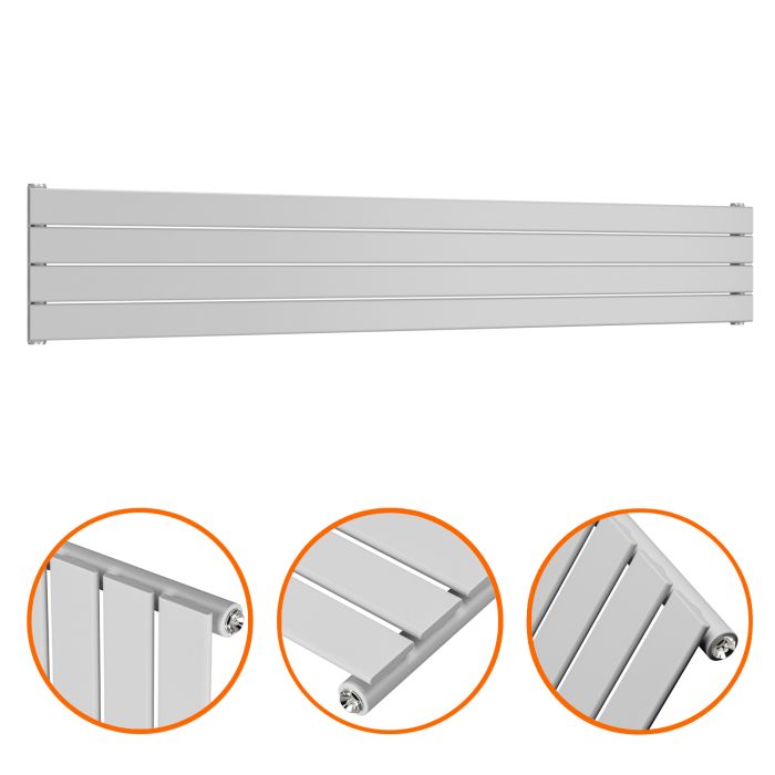280mm x 1780mm Feather Grey Single Flat Panel Horizontal / Landscape Radiator