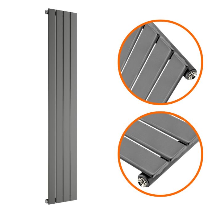 1780 x 280mm Anthracite Single Flat Panel Vertical Radiator 