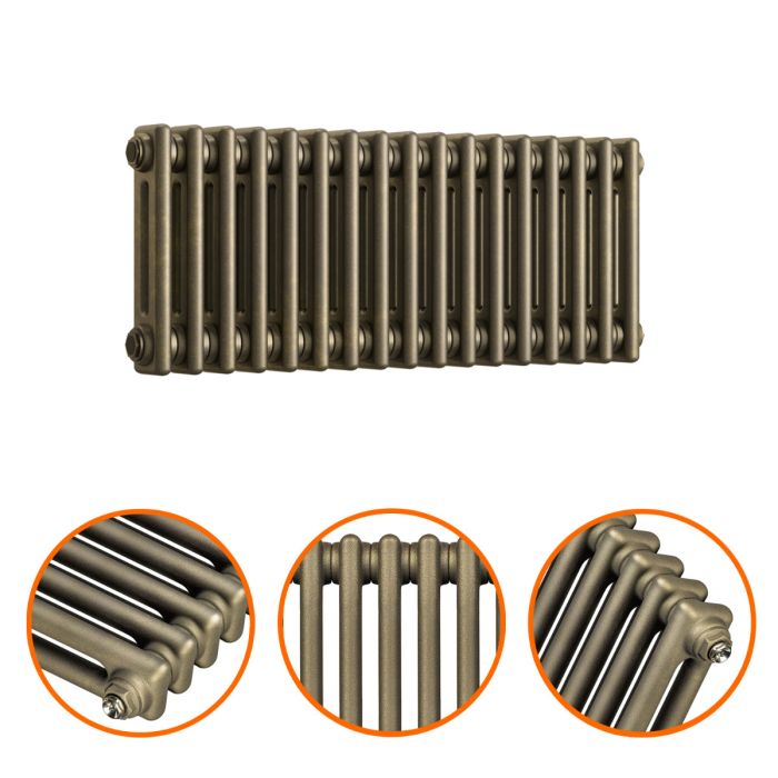 300 x 788mm Antique Brass Horizontal Traditional 2 Column Radiator