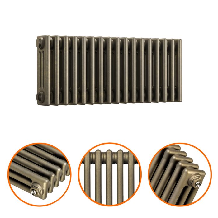 300 x 788mm Antique Brass Horizontal Traditional 3 Column Radiator