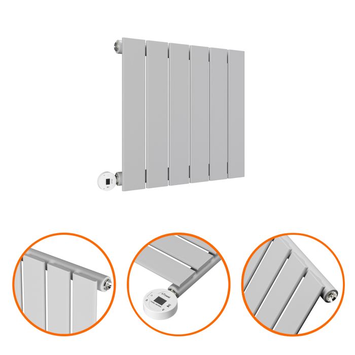 400 x 420mm Electric Feather Grey Single Flat Panel Horizontal Radiator