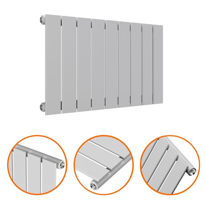 400 x 630mm Feather Grey Single Flat Panel Horizontal Radiator