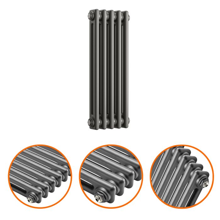 600 x 249mm Anthracite Horizontal Traditional 2 Column Radiator