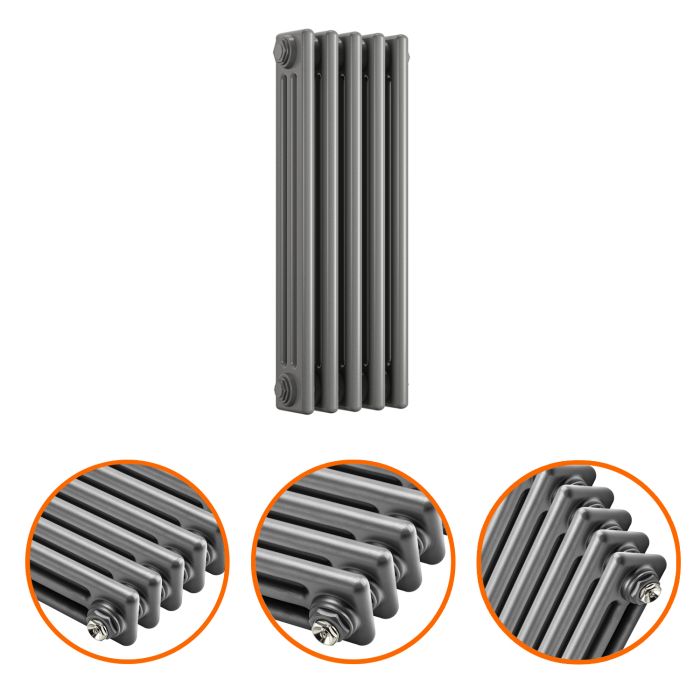 600 x 249mm Anthracite Horizontal Traditional 3 Column Radiator