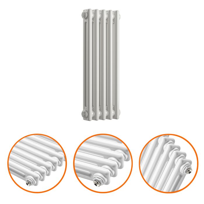 600 x 249mm White Horizontal Traditional 2 Column Radiator