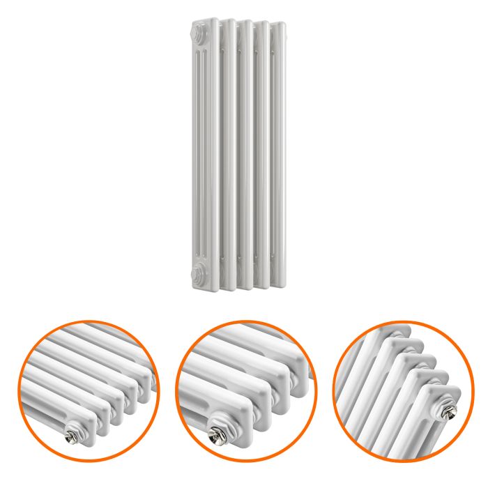 600 x 249mm White Horizontal Traditional 3 Column Radiator