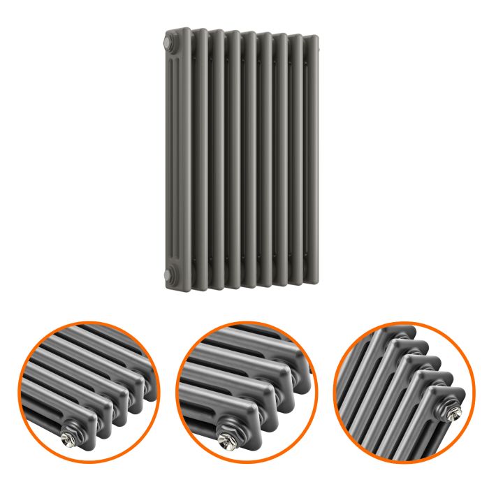 600 x 425mm Anthracite Horizontal Traditional 3 Column Radiator