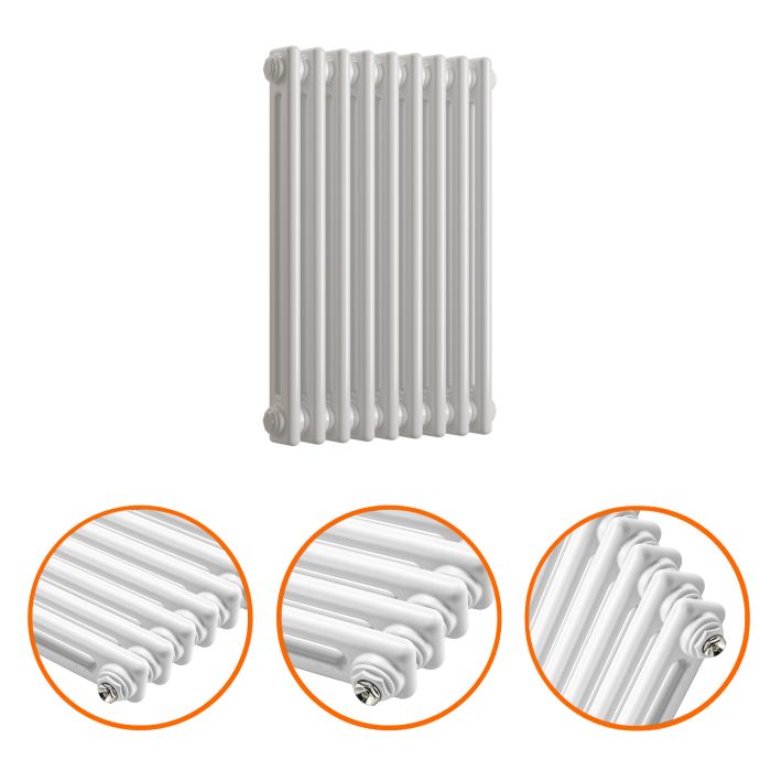 600 x 425mm White Horizontal Traditional 2 Column Radiator