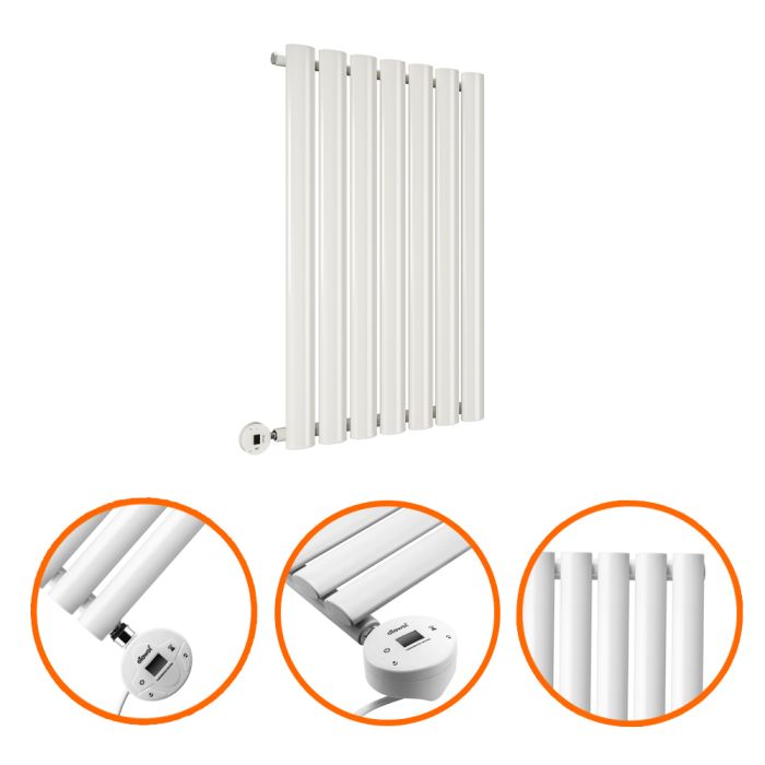 635 x 415mm Electric White Single Oval Panel Horizontal Radiator