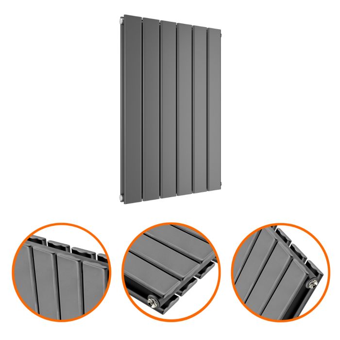 635 x 420mm Anthracite Double Flat Panel Horizontal Radiator