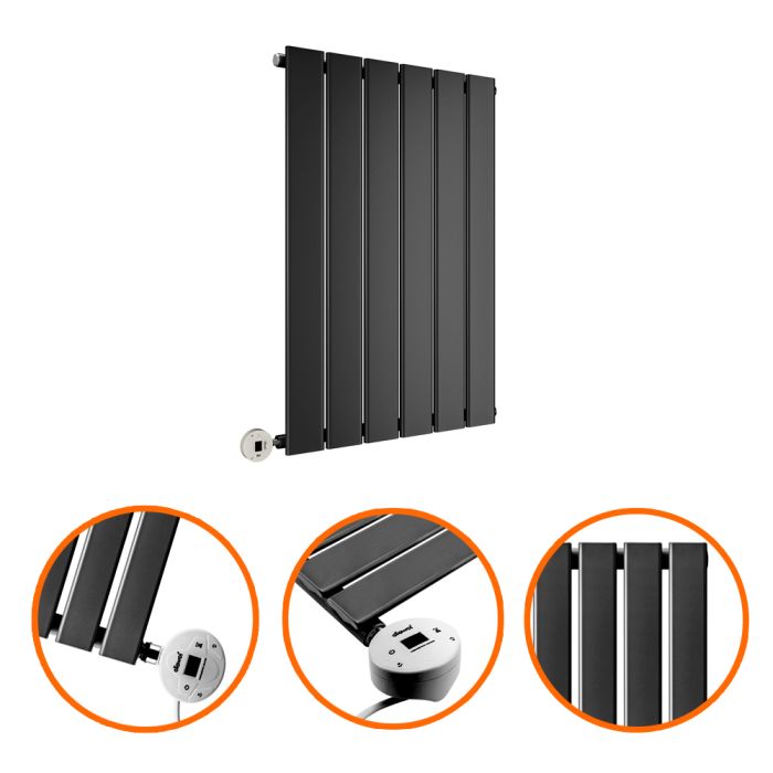 635 x 420mm Electric Black Single Flat Panel Horizontal Radiator