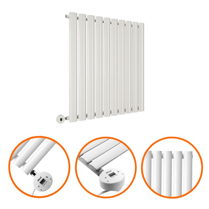 635 x 595mm Electric White Single Oval Panel Horizontal Radiator