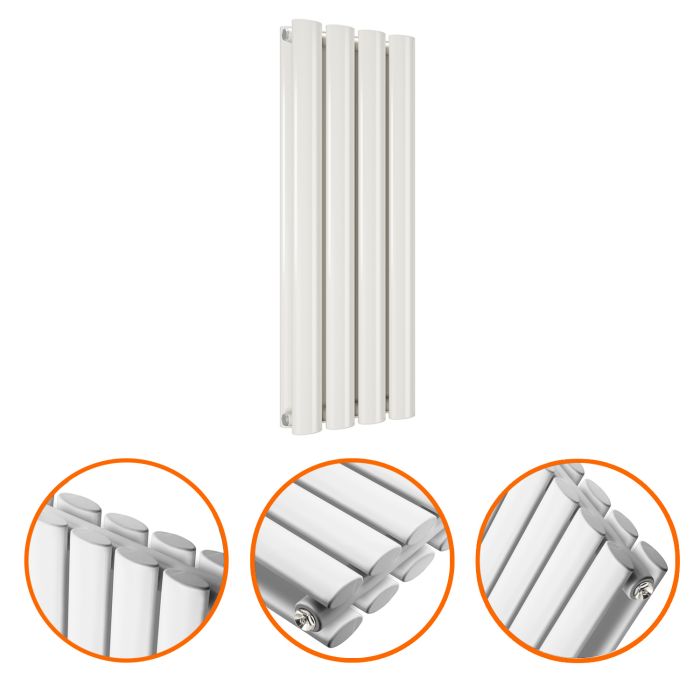 635 x 236mm White Double Oval Tube Horizontal Radiator 