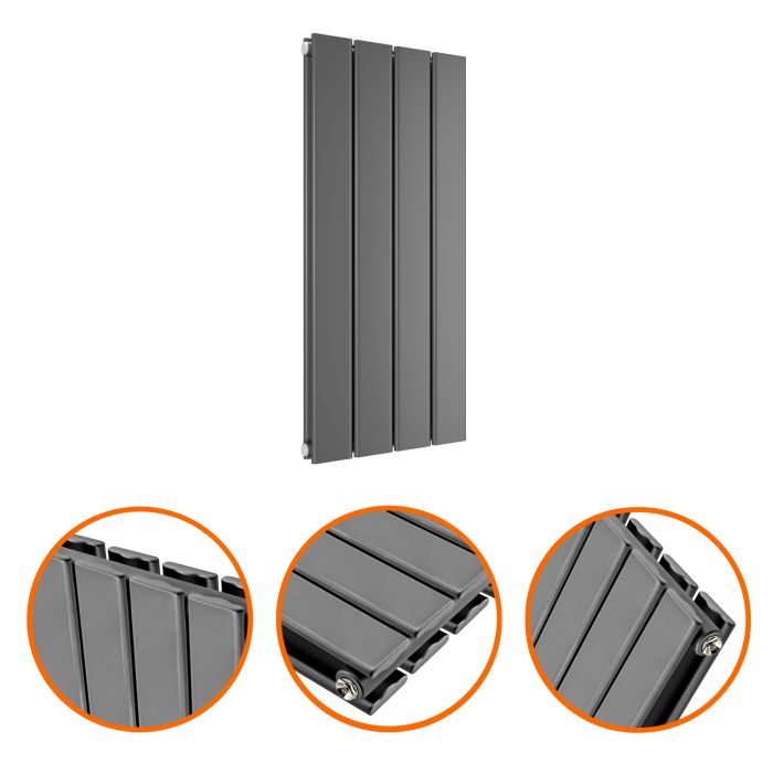 635 x 280mm Anthracite Double Flat Panel Horizontal Radiator 