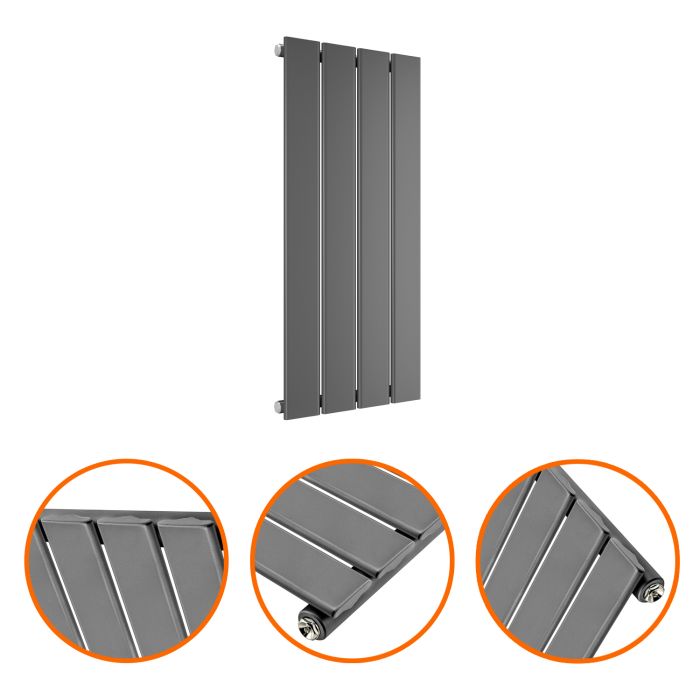 635 x 280mm Anthracite Single Flat Panel Horizontal Radiator 