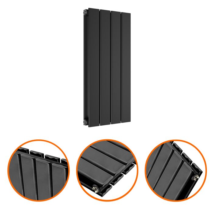 635 x 280mm Black Double Flat Panel Horizontal Radiator 