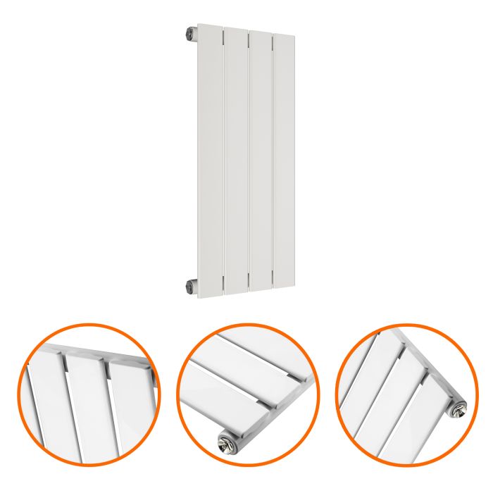 635 x 280mm White Single Flat Panel Horizontal Radiator 