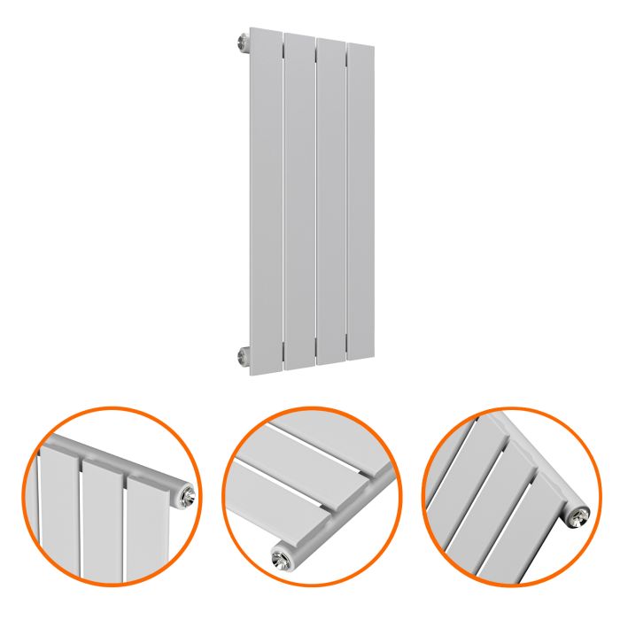 635 x 280mm Feather Grey Single Flat Panel Horizontal Radiator 
