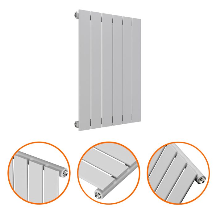635 x 420mm Feather Grey Single Flat Panel Horizontal Radiator