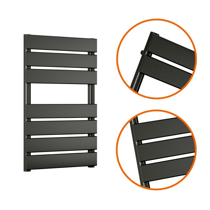 650 x 400mm Black Heated Towel Rail, Bathroom Radiator