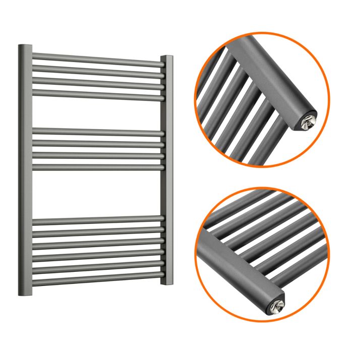 800 x 600mm Straight Anthracite Heated Towel Rail