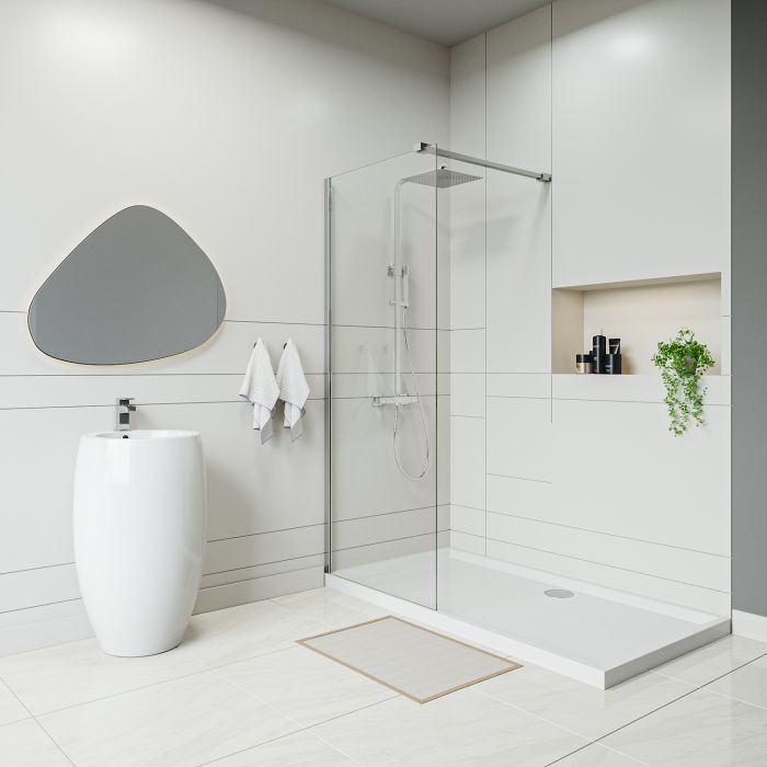 Chrome Wetroom / Walk-In Shower Screen, 2000 (H) x 800mm (W)
