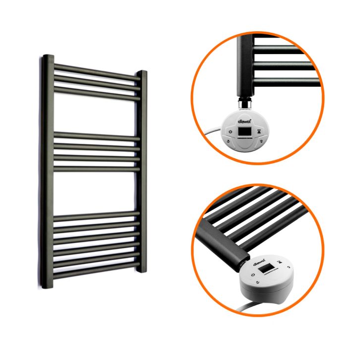 800 x 400mm Electric Black Heated Towel Rail