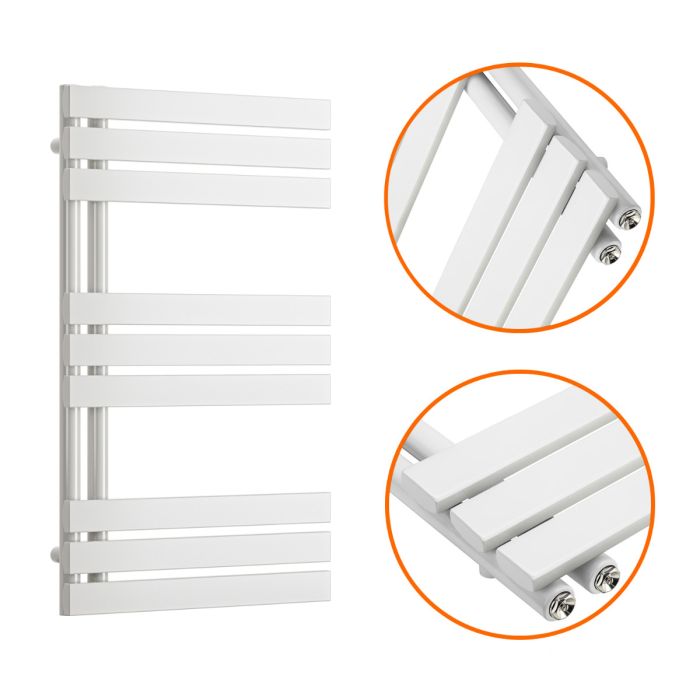 850 x 500mm White Flat Panel Bathroom Towel Radiator