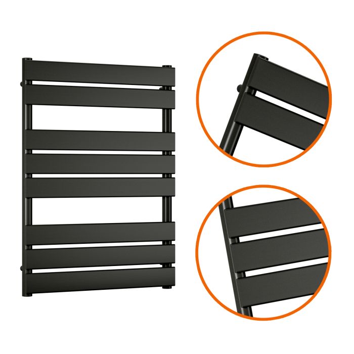 800 x 600mm Black Heated Towel Rail, Bathroom Radiator