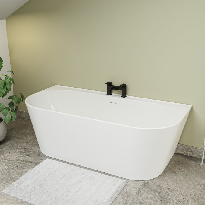 Landro Modern Back To Wall Freestanding Bath, 1500 (L) x 750 (W)