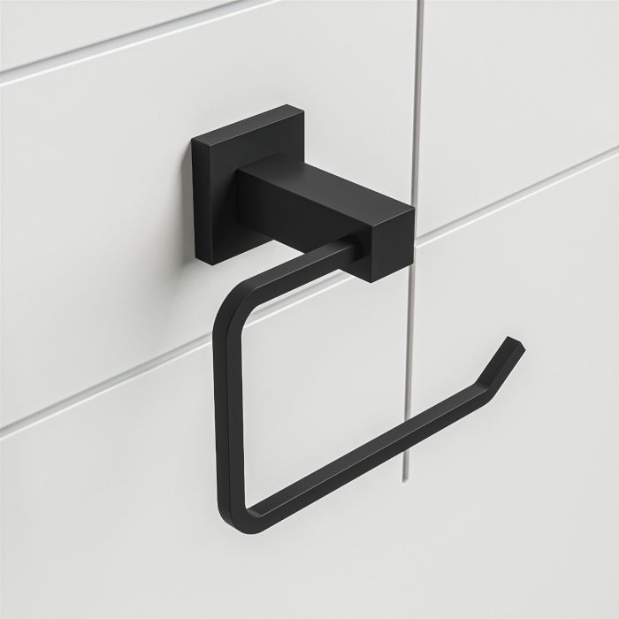 Modern Black Toilet Roll Holder, Square Design