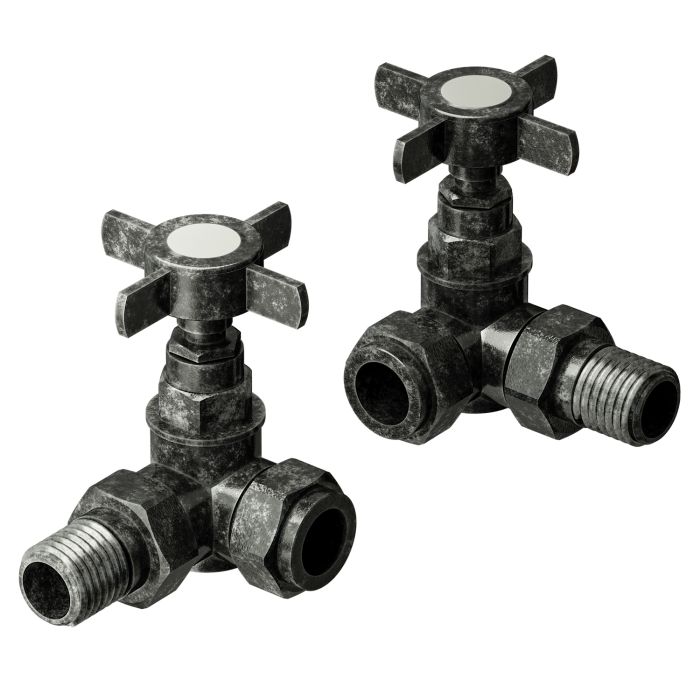 Traditional Pewter Radiator Valves, Corner Fitment