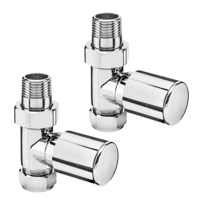 Modern Chrome Radiator Valves, Straight Fitment