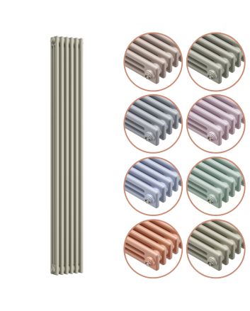 1500 x 293mm 'Pick A Pastel' Vertical Traditional 3 Column Radiator