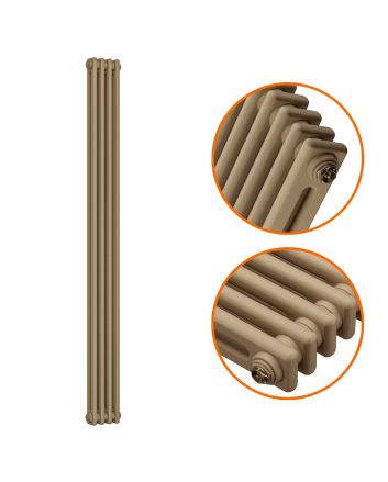 1500 x 203mm Antique Brass Vertical Traditional 2 Column Radiator