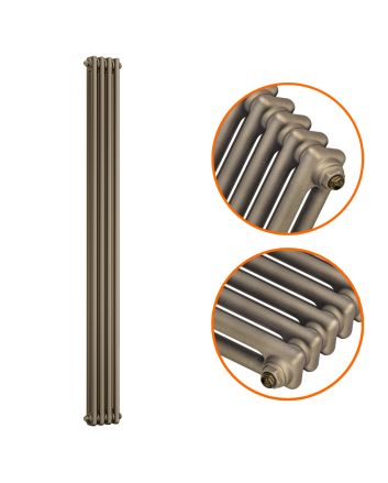 1800 x 203mm Antique Brass Vertical Traditional 2 Column Radiator