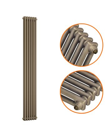 1800 x 293mm Antique Brass Vertical Traditional 2 Column Radiator