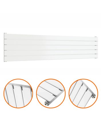 350mm x 1600mm White Single Flat Panel Horizontal / Landscape Radiator