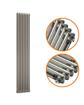 1500 x 383mm Raw Metal Lacquered Vertical Traditional 2 Column Radiator