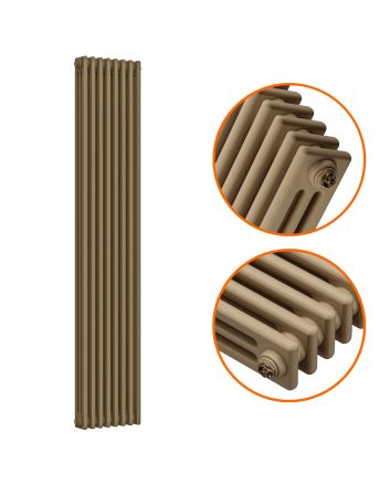 1500 x 383mm Antique Brass Vertical Traditional 3 Column Radiator