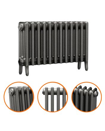 460 x 650mm Raw Metal Traditional 4 Column Cast Iron Radiator