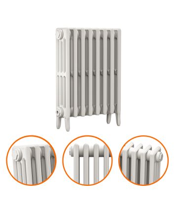 660 x 530mm White Traditional 4 Column Cast Iron Radiator