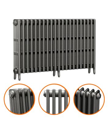 760 x 1310mm Raw Metal Traditional 4 Column Cast Iron Radiator