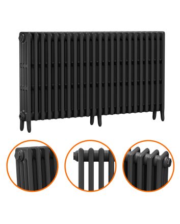 760 x 1430mm Black Traditional 4 Column Cast Iron Radiator