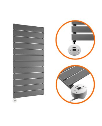 840 x 400mm Electric Anthracite Single Flat Panel Vertical Radiator