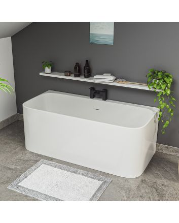Idro Modern Back To Wall Freestanding Bath, 1600 (L) x 750 (W)